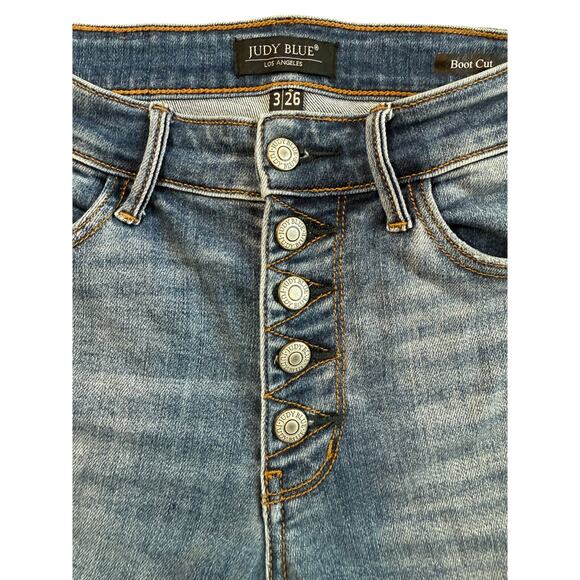 Judy Blue Mid Rise Vintage Wash Button Fly Bootcut Denim Jean Womens 3/26 NWOT - Picture 3 of 5